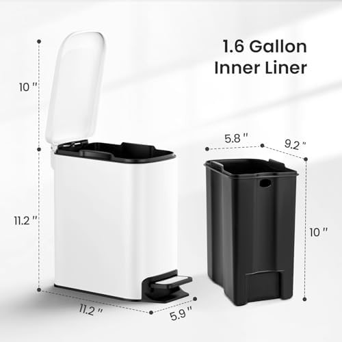 Cesun small white step pedal slim trash can — photo 5