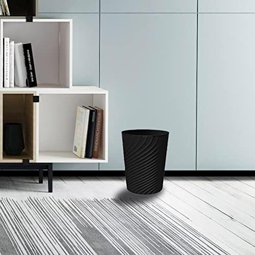 Slim black bathroom wastebasket bin — photo 3