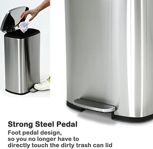 Stainless steel foot pedal garbage can — photo 4