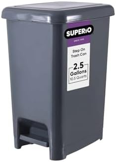 Small Onyx Grey Slim Step Trash Can