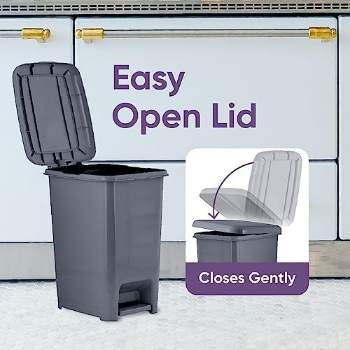 Small Onyx Grey Slim Step Trash Can — photo 5