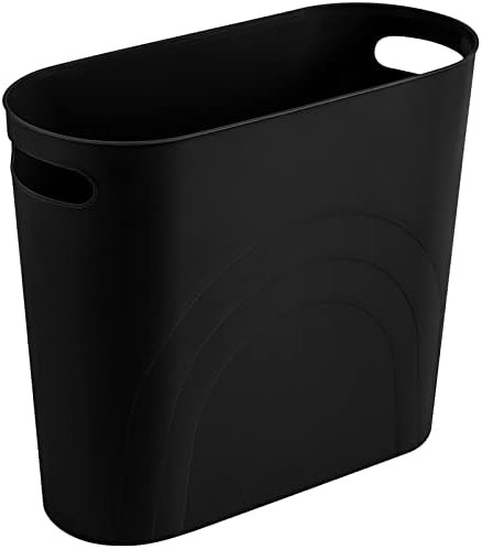 Black plastic narrow space garbage bin