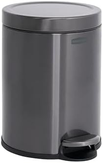Charcoal stainless steel round step trash can