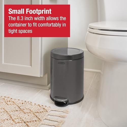 Charcoal stainless steel round step trash can — photo 3