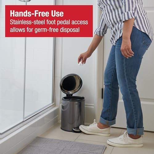 Charcoal stainless steel round step trash can — photo 4