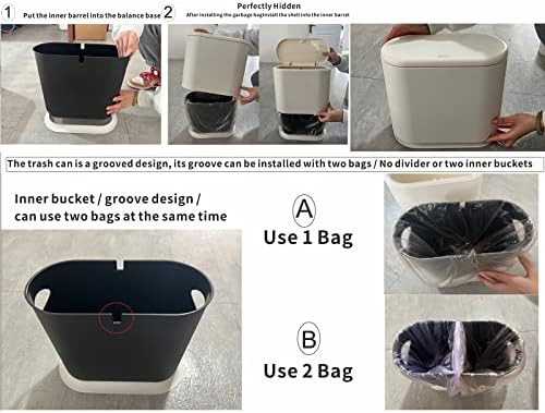 White Slim Plastic Trash Can with Lid — photo 3
