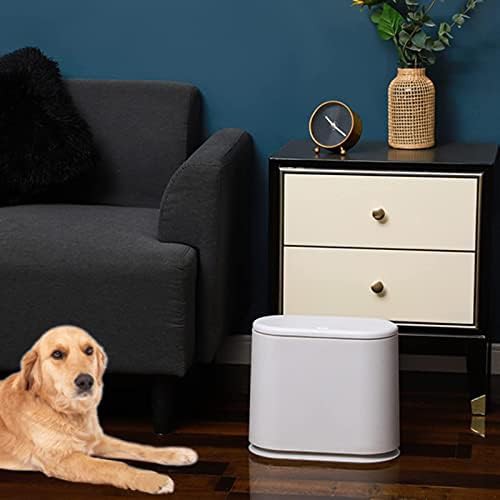White Slim Plastic Trash Can with Lid — photo 5