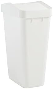 White slim modern swing top waste container