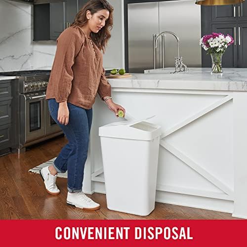 White slim modern swing top waste container — photo 3