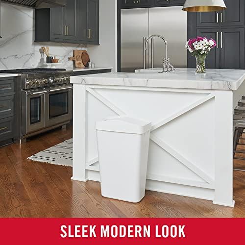 White slim modern swing top waste container — photo 4