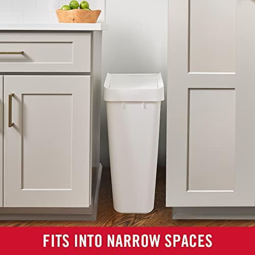 White slim modern swing top waste container — photo 5