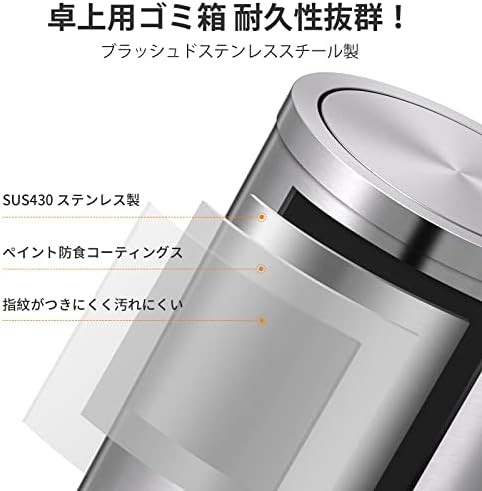 Brushed silver swing lid stainless steel trash can — photo 3