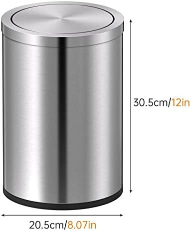 Brushed silver swing lid stainless steel trash can — photo 4