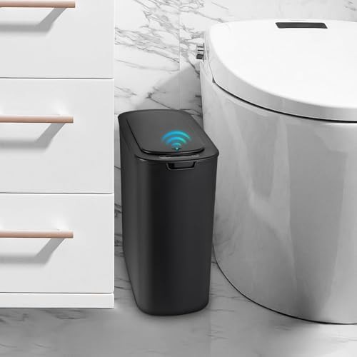 Cesun small black motion sensor slim trash can