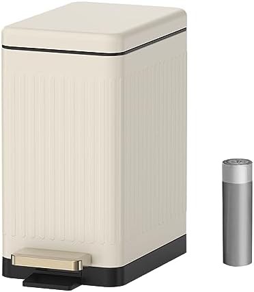 White soft close slim bathroom step trash can