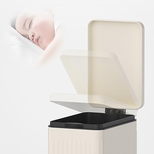 White soft close slim bathroom step trash can — photo 4