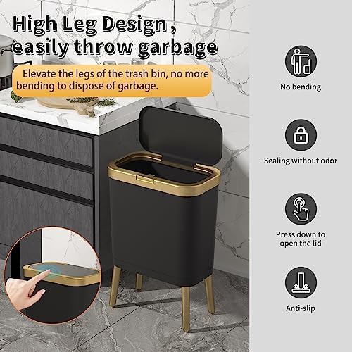 Black office trash can with gold edge — photo 4