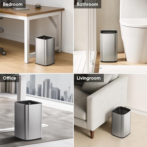 Open top stainless steel wastebasket two pack — photo 3