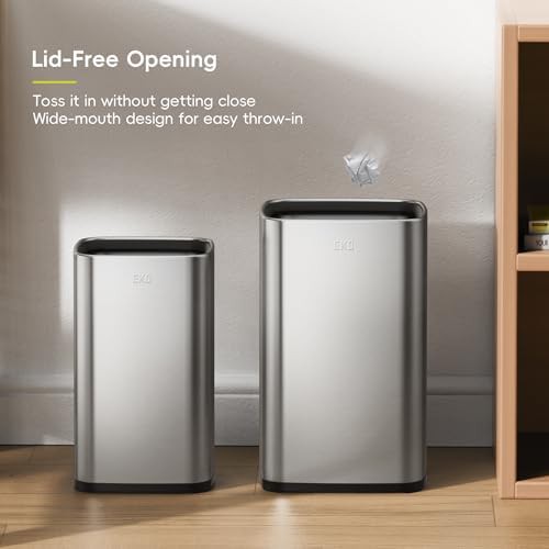 Open top stainless steel wastebasket two pack — photo 5