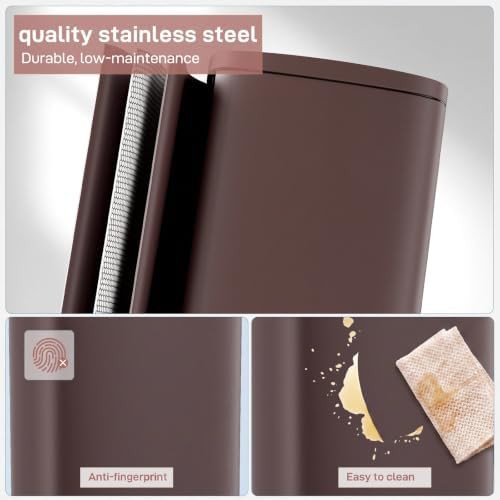 Brown Oval Step Stainless Steel Bin — photo 3