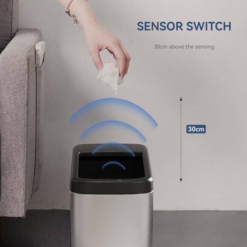 Black Stainless Steel Motion Sensor Bin — photo 3