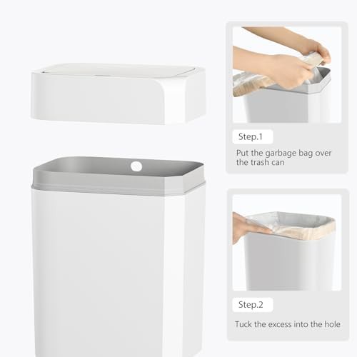 White waterproof motion sensor 3.5 gallon trash can — photo 3