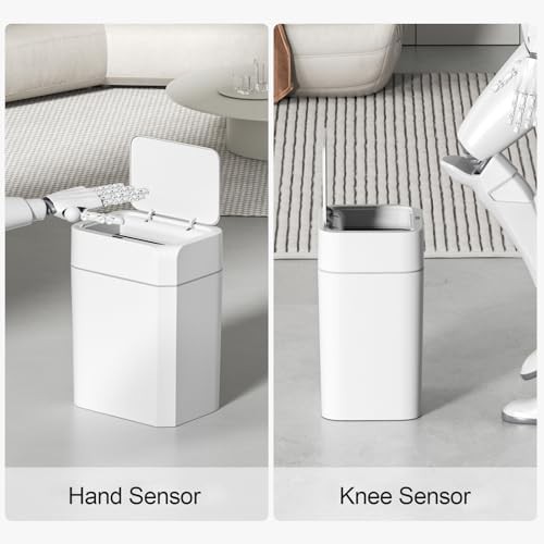 White waterproof motion sensor 3.5 gallon trash can — photo 4