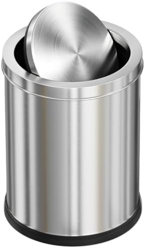 Silver stainless steel bathroom bin with lid