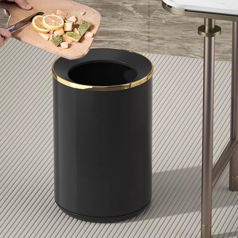 Black Metal Bathroom Trash Basket — photo 4
