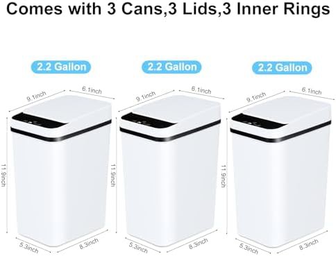 White smart electric narrow garbage bin 3 pack — photo 4