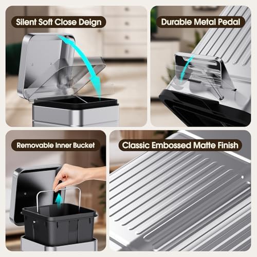 Retro metal rectangular step pedal waste bin — photo 4