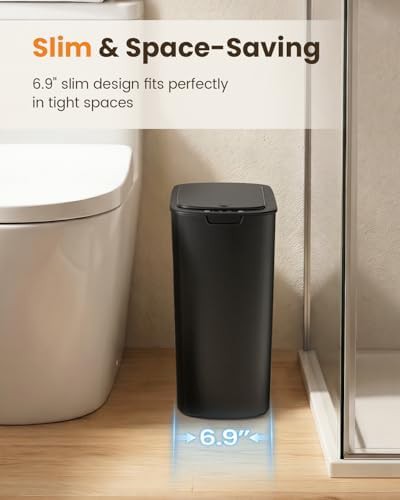 Cesun black touchless 5 gallon bathroom trash can — photo 3