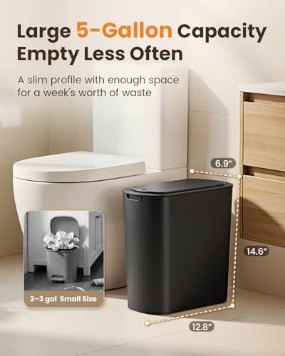 Cesun black touchless 5 gallon bathroom trash can — photo 4
