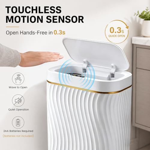 Narrow automatic touchless bathroom garbage can — photo 3