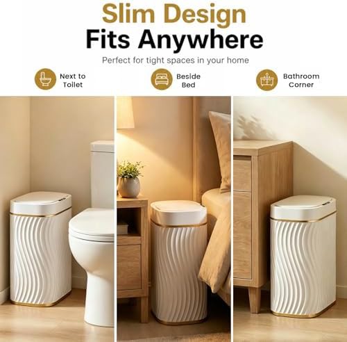 Narrow automatic touchless bathroom garbage can — photo 4