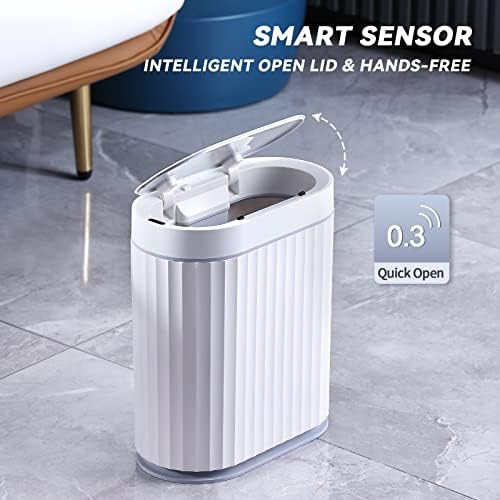 White and Grey Motion Sensor Bathroom Bin — photo 4