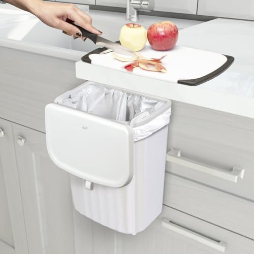 White dual lid 9 liter under counter bin — photo 5