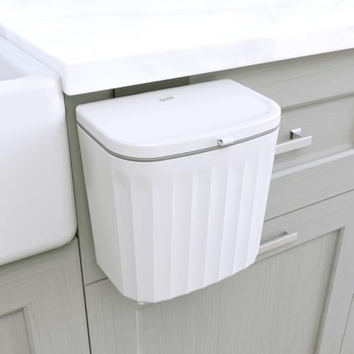 White dual lid 7 liter under counter bin
