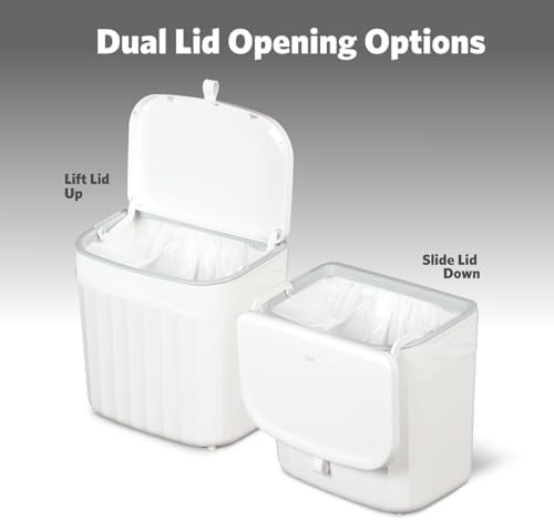 White dual lid 7 liter under counter bin — photo 3