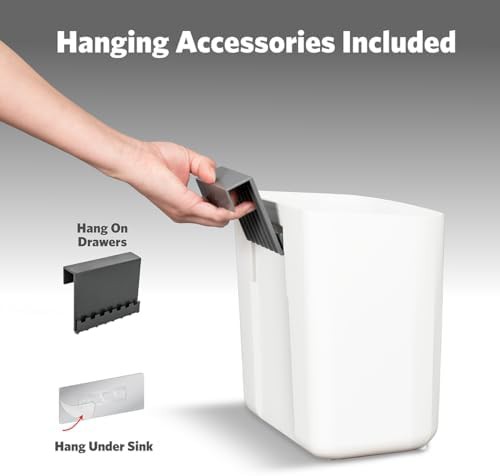 White dual lid 7 liter under counter bin — photo 4