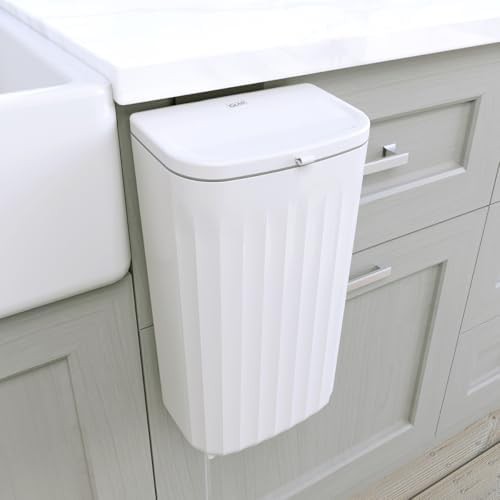 White dual lid 12 liter under counter bin