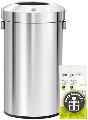 Round brushed metal open top 16 gallon bin