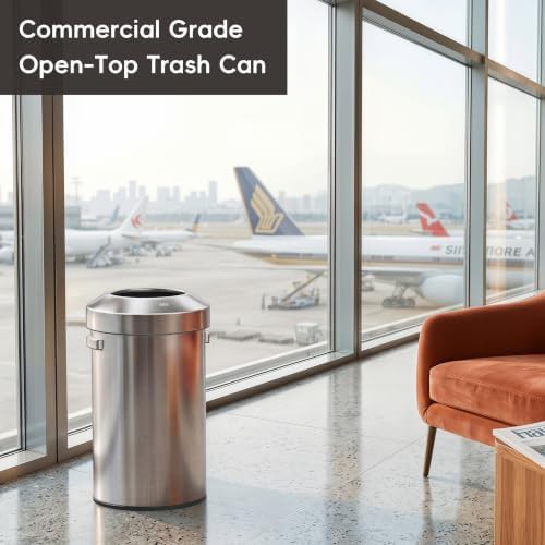 Round brushed metal open top 16 gallon bin — photo 3