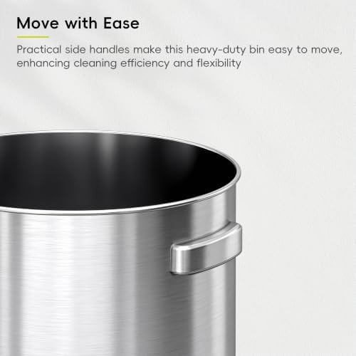 Round brushed metal open top 16 gallon bin — photo 4