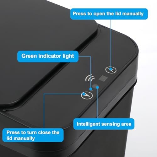 Black 2.4 gallon smart touchless trash can — photo 3