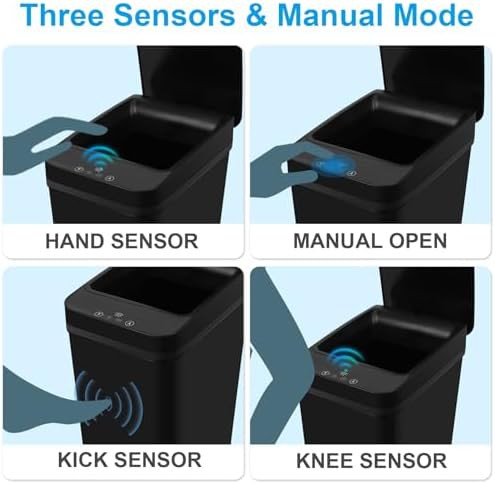 Black 2.4 gallon smart touchless trash can — photo 4