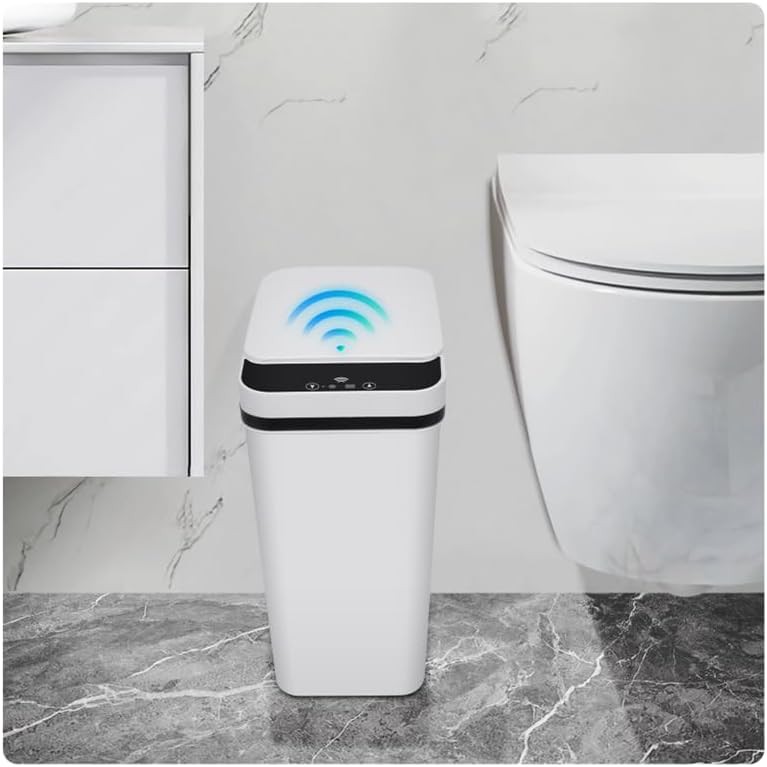 White 2.4 gallon smart touchless trash can
