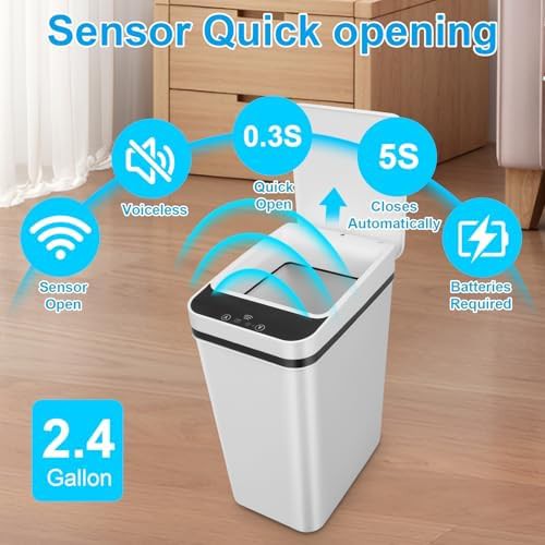 White 2.4 gallon smart touchless trash can — photo 5