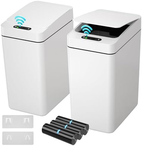 White slim motion sensor 2.6 gallon garbage bin