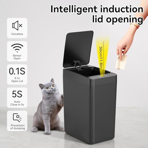 Black slim motion sensor 2.6 gallon trash can — photo 3